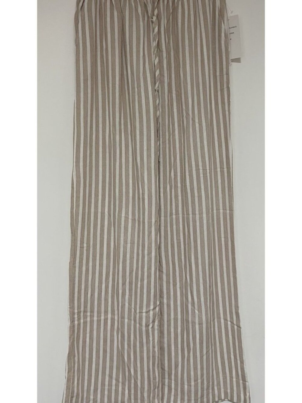 Blenca Linen Blend Wide Leg Tan Striped Pull On Pants Sz Medium NWT